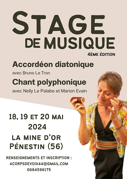 Stage Musique accordéon et chant penestin mai 2024